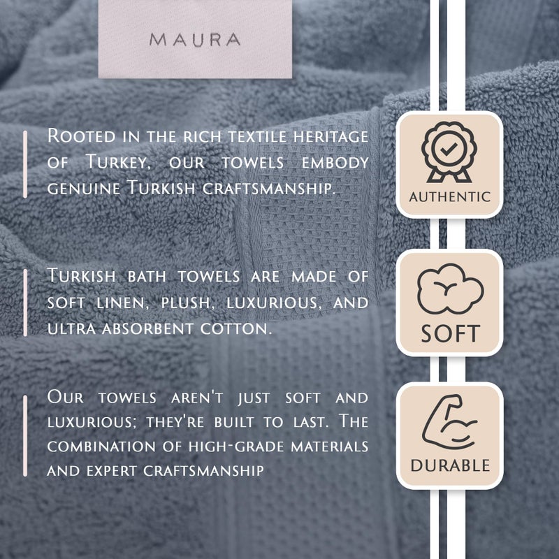 MAURA Light Blue Extra Large Turkish Cotton Luxury Bath Towels Set of 4. Ultra-Soft, Thick & Plush Towels for Bathroom - Serenity Blue - Image 2